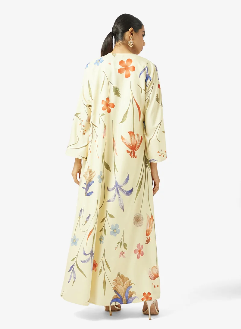 Khizana Floral Print Abaya With Sheila
